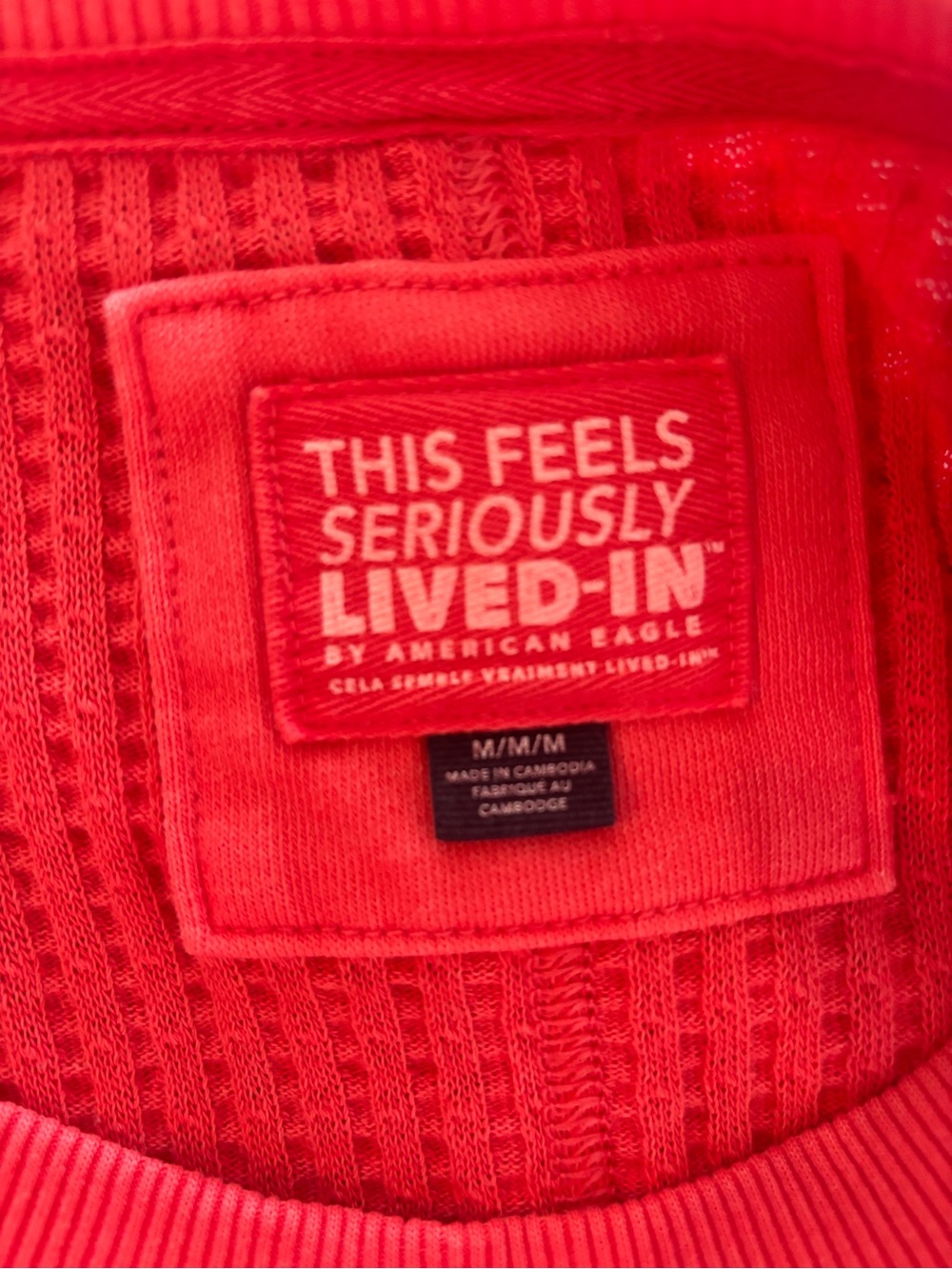 Women's Red Waffle-Knit Pullover Sweater - Picture 3 of 4